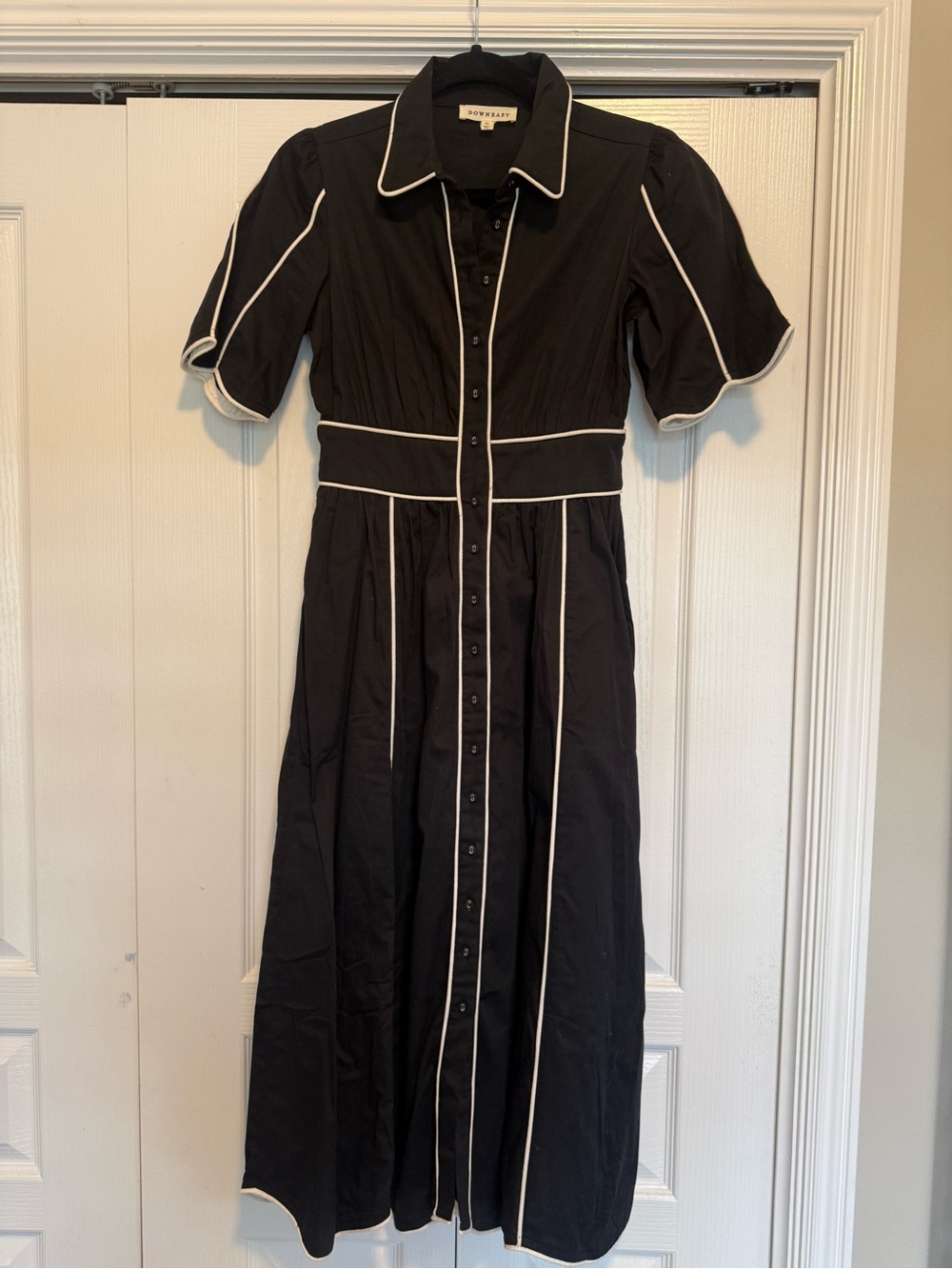 DownEast Black Maxi Dress with White Piping